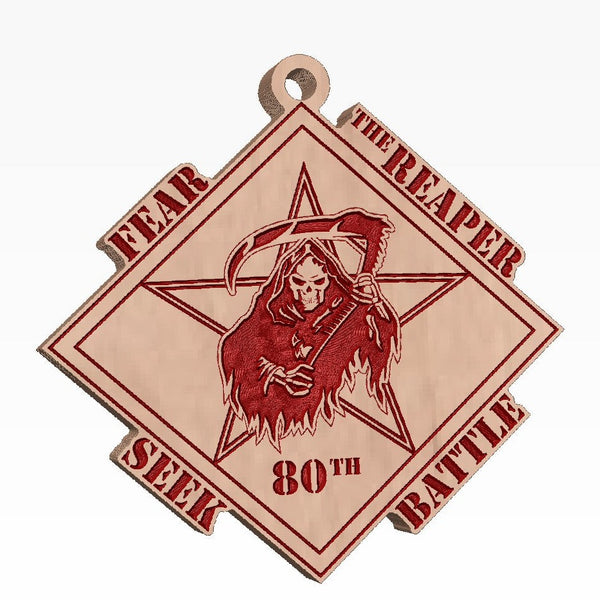 80th Marines Fear the Reaper Wooden Ornament