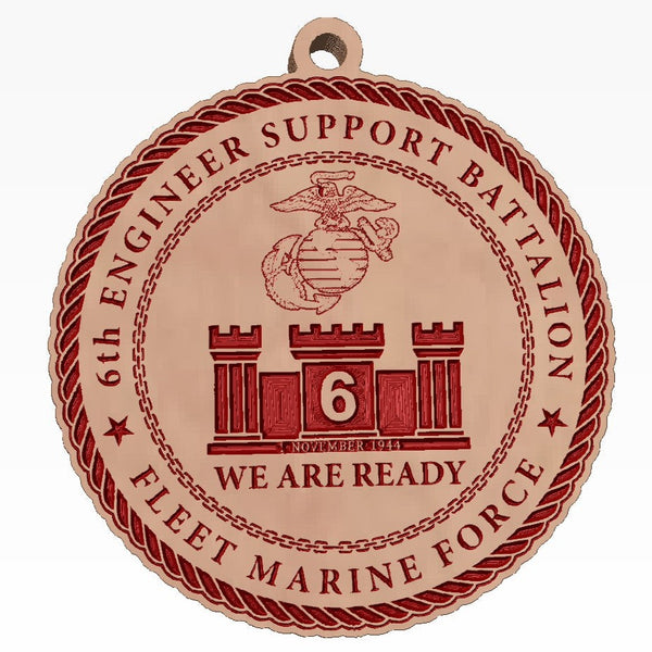 6th Engineer Support BN Wooden Ornament